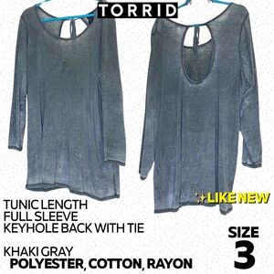 Torrid tunic with oval keyhole tie back